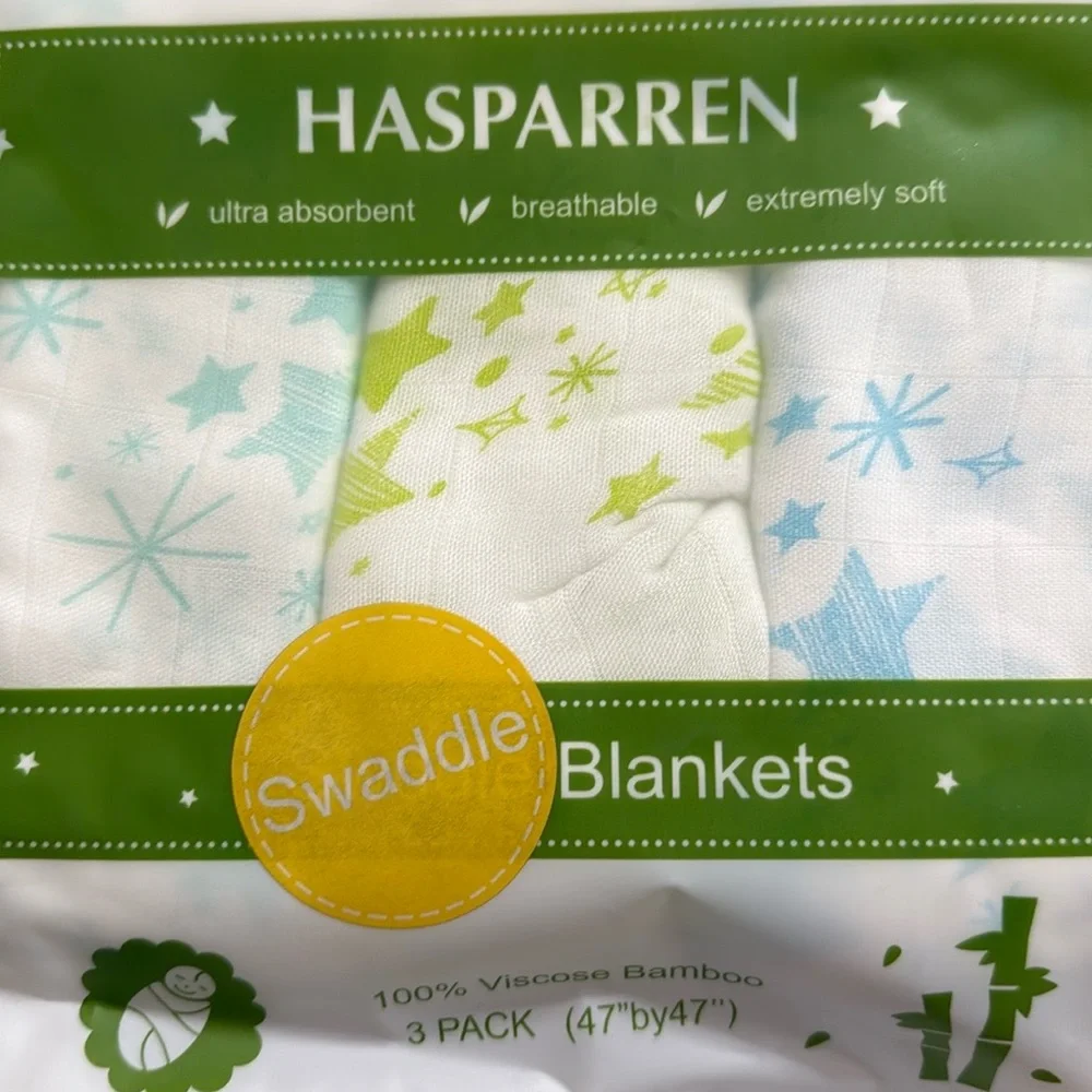 Hasparren Swaddle Blanket for Baby, 100% Bamboo Muslin, Large 47 X 47.